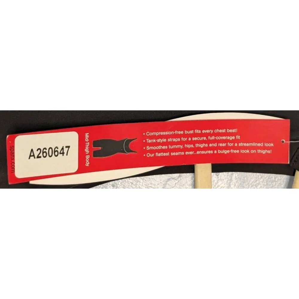 Spanx Womens Black Mid-Thigh Body Shaper 1X Compression Tank-Style Smooths Tummy - Picture 6 of 13